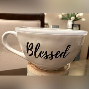 Blessed Stoneware Soup Mug with Vented Cover, NWT